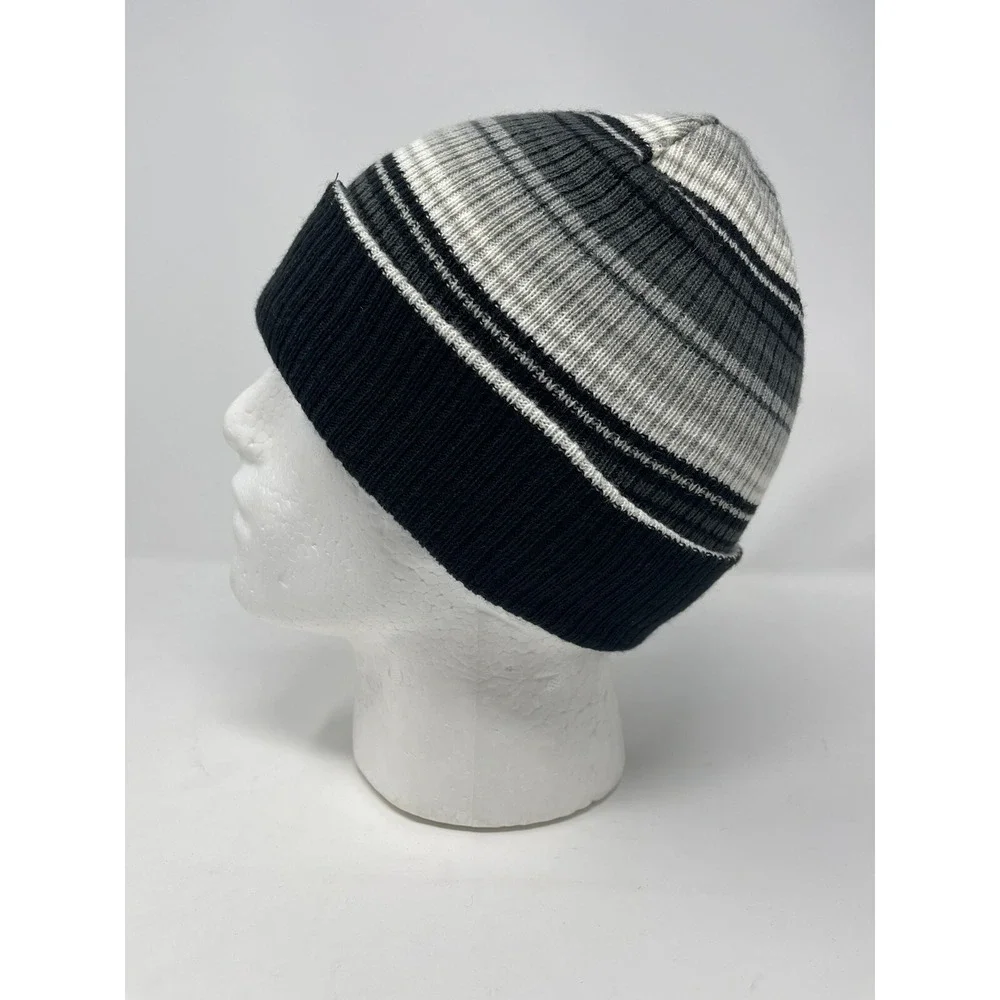 DAKINE Mens Grey‎ Black Striped Acrylic Beanie One Size